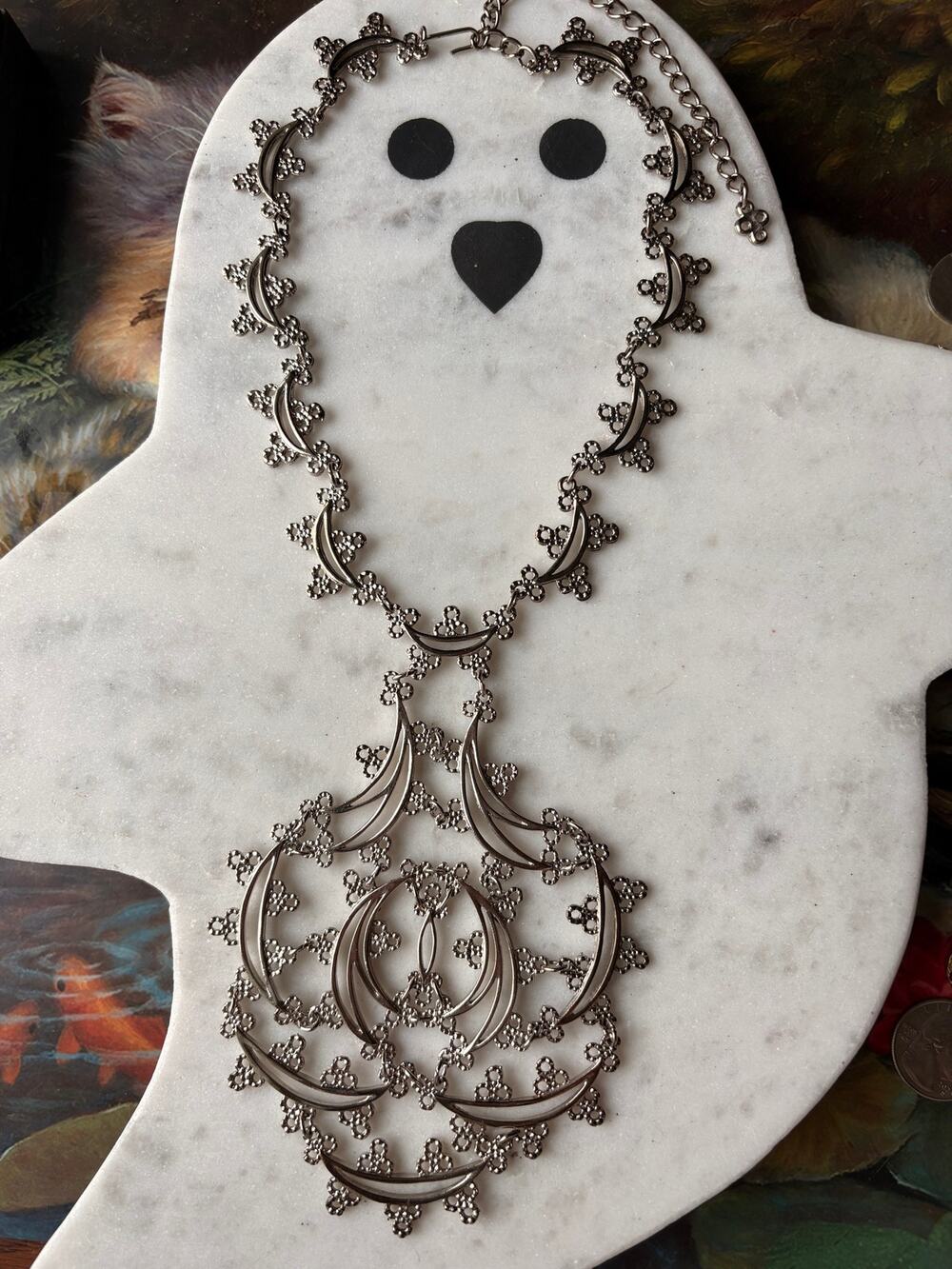 Monet Primavera Silver Tone Statement Bib Necklace